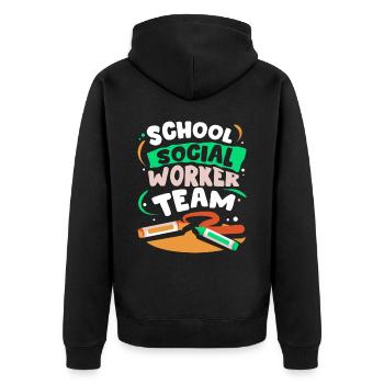School Social Worker Team School Social Work School - Unisex Premium Organic Zip Hoodie - black - Back - Nico (187cm)