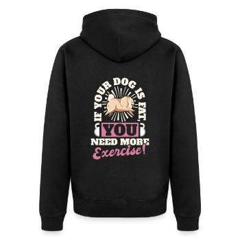 Fitness Hund Übung - Unisex Premium Bio Zip Hoodie - Schwarz - Hinten - Nico (187cm)