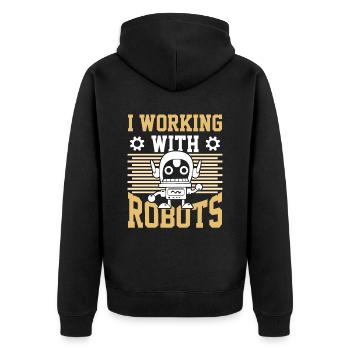 Robot Robotics Engineer - Unisex Premium Organic Zip Hoodie - black - Back - Nico (187cm)