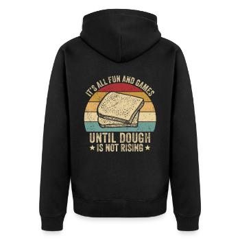 Lustiger Brotbacken-Bäcker - Unisex Premium Bio Zip Hoodie - Schwarz - Hinten - Nico (187cm)