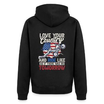 Motocross Enduro Dirt Bike Dad - Unisex Premium Bio Zip Hoodie - Schwarz - Hinten - Nico (187cm)