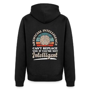 AI Technologie Informatik Software Ingenieur - Unisex Premium Bio Zip Hoodie - Schwarz - Hinten - Nico (187cm)