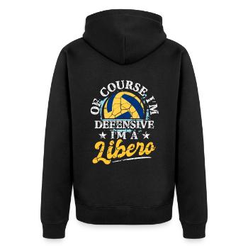 Volleyball spielen Ballspiel Trainer - Unisex Premium Bio Zip Hoodie - Schwarz - Hinten - Nico (187cm)