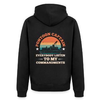 Stegboot Motorbootfahren Kapitän - Unisex Premium Bio Zip Hoodie - Schwarz - Hinten - Nico (187cm)
