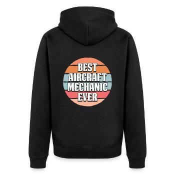 Flugzeug Mechaniker - Unisex Premium Bio Zip Hoodie - Schwarz - Hinten - Nico (187cm)