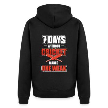 Kricket Sportspiel - Unisex Premium Bio Zip Hoodie - Schwarz - Hinten - Nico (187cm)