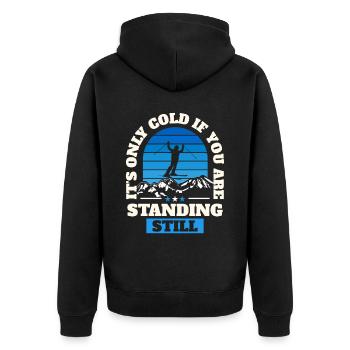 Skitourengehen Skifahren - Unisex Premium Bio Zip Hoodie - Schwarz - Hinten - Nico (187cm)