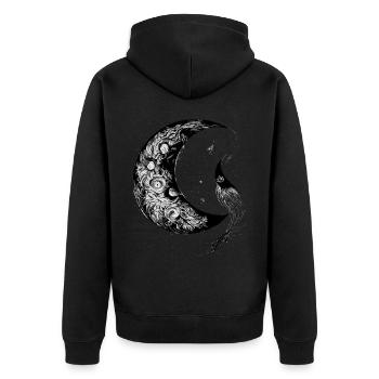 Crescent Mond Hexen ästhetische Astrologie Gotisch - Unisex Premium Bio Zip Hoodie - Schwarz - Hinten - Nico (187cm)