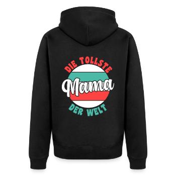 Mutter Mama - Unisex Premium Bio Zip Hoodie - Schwarz - Hinten - Nico (187cm)