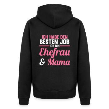 Mutter Mama - Unisex Premium Bio Zip Hoodie - Schwarz - Hinten - Nico (187cm)