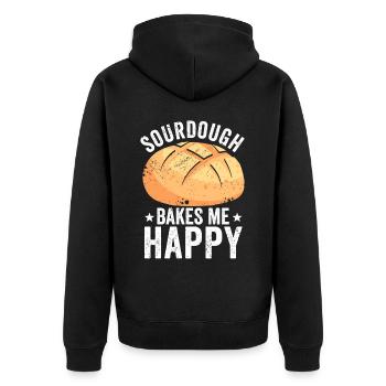 Funny bread baker - Unisex Premium Organic Zip Hoodie - black - Back - Nico (187cm)