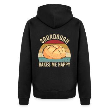 Funny bread baker - Unisex Premium Organic Zip Hoodie - black - Back - Nico (187cm)
