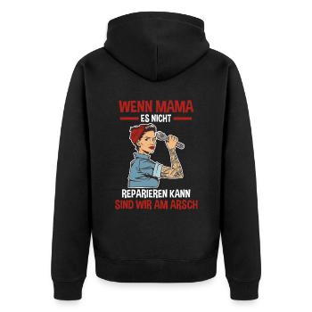 Mutter Reparieren Mechaniker Garage Handwerker Mam - Unisex Premium Bio Zip Hoodie - Schwarz - Hinten - Nico (187cm)