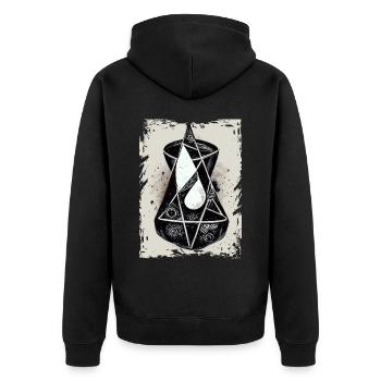 Abstrakte geometrische Hexen -Sandglas -Pendel okk - Unisex Premium Bio Zip Hoodie - Schwarz - Hinten - Nico (187cm)