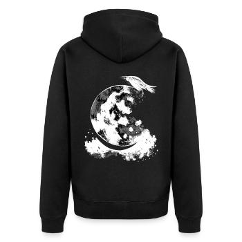 Crescent Moon Raven Hexe Ästhetische Astrologie Go - Unisex Premium Bio Zip Hoodie - Schwarz - Hinten - Nico (187cm)