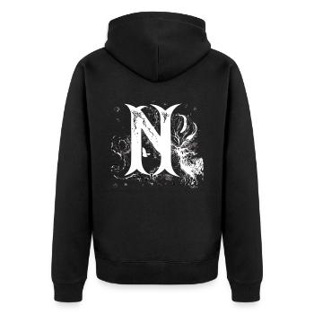 N Monogramm Alphabet Schriftzug Hand gezeichnet Go - Unisex Premium Bio Zip Hoodie - Schwarz - Hinten - Nico (187cm)