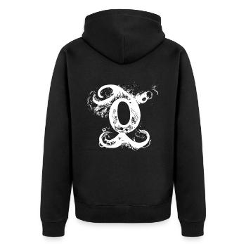 Buchstabe O Monogramm Hand gezeichnet Typografie G - Unisex Premium Bio Zip Hoodie - Schwarz - Hinten - Nico (187cm)