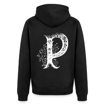 Buchstabe P Monogramm Hand gezeichnet Typografie G - Unisex Premium Bio Zip Hoodie - Schwarz - Hinten - Nico (187cm)