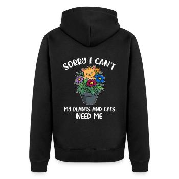 Mes plantes et mes chats ont besoin de moi cadeau de chat - Veste à capuche bio Premium Unisexe - noir - Dos - Nico (187cm)