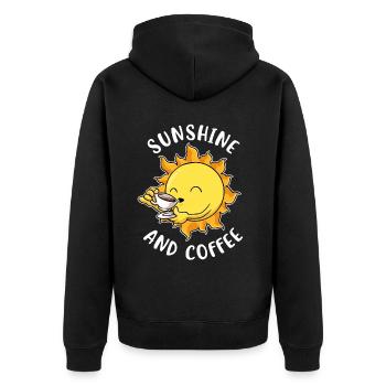 Sunshine And Coffee Kaffee Geschenk - Unisex Premium Bio Zip Hoodie - Schwarz - Hinten - Nico (187cm)