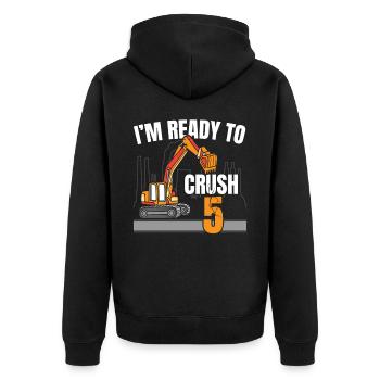Je suis prêt à écraser 5 anniversaire de la construction - Veste à capuche bio Premium Unisexe - noir - Dos - Nico (187cm)