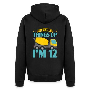 Let's Mix Things Up I'm 12 Construction Birthday - Unisex Premium Organic Zip Hoodie - black - Back - Nico (187cm)