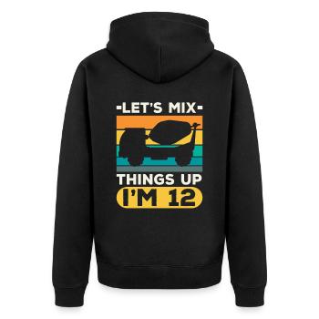 Let's Mix Things Up I'm 12 Construction Birthday - Unisex Premium Organic Zip Hoodie - black - Back - Nico (187cm)