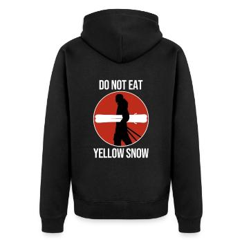 Ski Do Not Eat Yellow Snow Lustiges Skifahren - Unisex Premium Bio Zip Hoodie - Schwarz - Hinten - Nico (187cm)