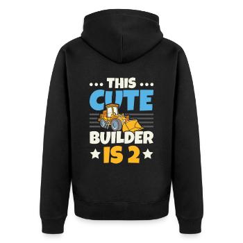 This Cute Builder Is 2 Construction Birthday - Unisex Premium Organic Zip Hoodie - black - Back - Nico (187cm)