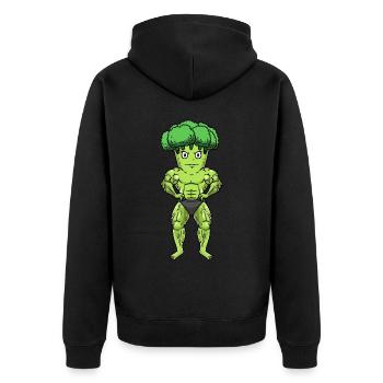 Brokkoli Fitness Fitnessstudio Motivation - Unisex Premium Bio Zip Hoodie - Schwarz - Hinten - Nico (187cm)