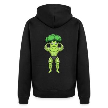 Brokkoli Fitness Fitnessstudio Motivation - Unisex Premium Bio Zip Hoodie - Schwarz - Hinten - Nico (187cm)