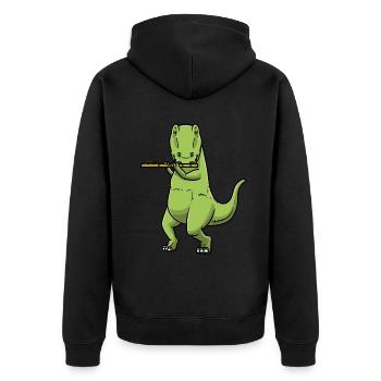 T-Rex Dinosaur Flute Musician Orchestra - Unisex Premium Organic Zip Hoodie - black - Back - Nico (187cm)