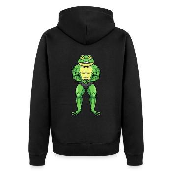 Frog Fitness Gym Motivation - Unisex Premium Organic Zip Hoodie - black - Back - Nico (187cm)