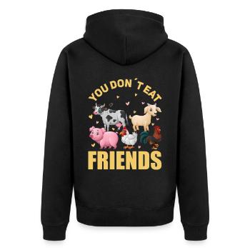 Animal lover animal rights activist vegan vegetarian - Unisex Premium Organic Zip Hoodie - black - Back - Nico (187cm)