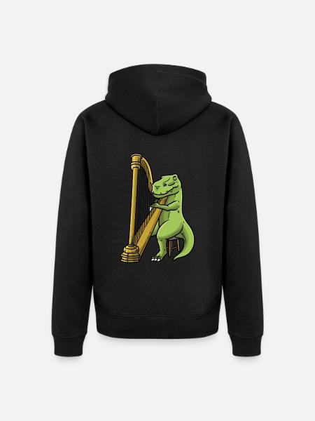 Dinosaur Harp Instrument Orchestra - Veste à capuche bio Premium Unisexe - noir