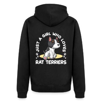 Nur Ein Mädchen, Das Rat Terrier Liebt - Unisex Premium Bio Zip Hoodie - Schwarz - Hinten - Nico (187cm)