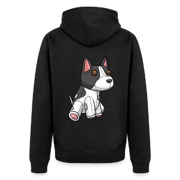 Rat Terrier Hund Kuscheltier - Unisex Premium Bio Zip Hoodie - Schwarz - Hinten - Nico (187cm)