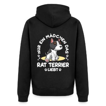 Rat Terrier Mädchen Plüschtier - Unisex Premium Bio Zip Hoodie - Schwarz - Hinten - Nico (187cm)
