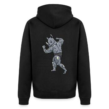 Rhino Fitness Gym Motivation - Unisex Premium Organic Zip Hoodie - black - Back - Nico (187cm)
