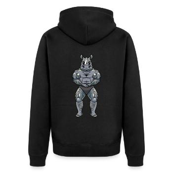 Rhino Fitness Gym Motivation - Unisex Premium Organic Zip Hoodie - black - Back - Nico (187cm)