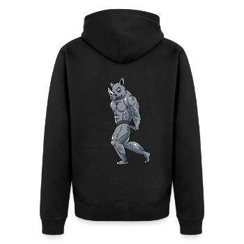 Rhino Fitness Gym Motivation - Unisex Premium Organic Zip Hoodie - black - Back - Nico (187cm)