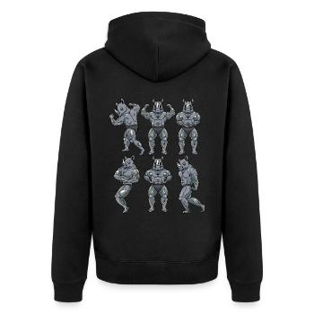 Nashorn Fitness Fitnessstudio Motivation - Unisex Premium Bio Zip Hoodie - Schwarz - Hinten - Nico (187cm)