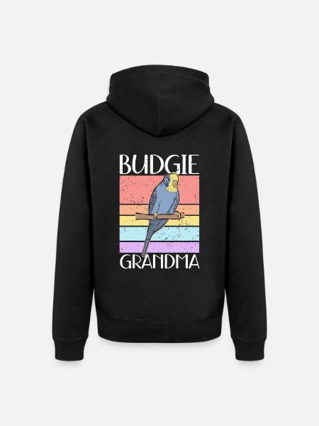 Budgerigar Grandma | Budgerigars Gift - Unisex Premium Organic Zip Hoodie - black
