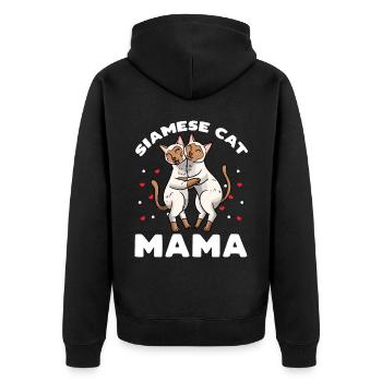 Siamkatze Mama Mese Mama - Unisex Premium Bio Zip Hoodie - Schwarz - Hinten - Nico (187cm)