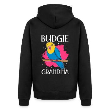 Budgerigar Grand-mère Budgerigars Cadeau - Veste à capuche bio Premium Unisexe - noir - Dos - Nico (187cm)