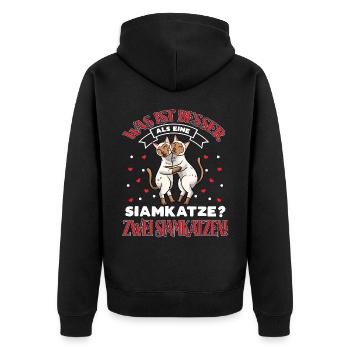 Siamkatze Katze Liebhaber - Unisex Premium Bio Zip Hoodie - Schwarz - Hinten - Nico (187cm)