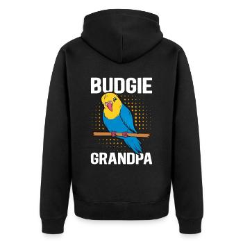 Budgerigar Grandpa Budgerigars Gift - Unisex Premium Organic Zip Hoodie - black - Back - Nico (187cm)