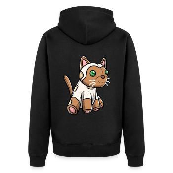 Siamkatze Katze Kuscheltier - Unisex Premium Bio Zip Hoodie - Schwarz - Hinten - Nico (187cm)