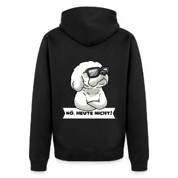 Stur Bichon Frisé Hund Gelockter Bichon - Unisex Premium Bio Zip Hoodie - Schwarz - Hinten - Nico (187cm)