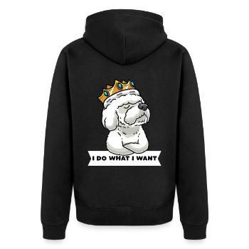 Bichon Frisé têtu Bichon bouclé - Veste à capuche bio Premium Unisexe - noir - Dos - Nico (187cm)
